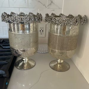 Beautiful flower mercury glass candleholder